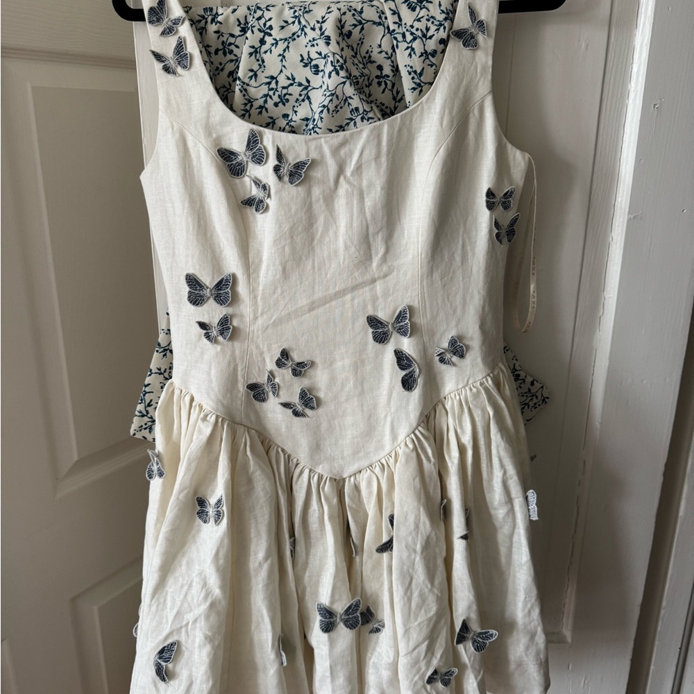 Agua Bendita Dress with blue butterflies